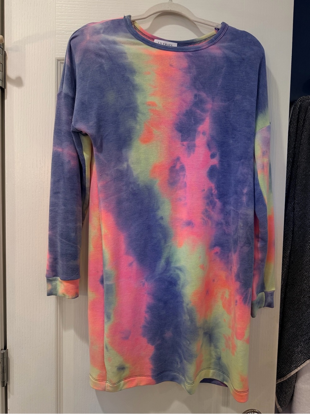 Kids Tie-Dye Long Sleeve Dress - Purple/Pink/Green